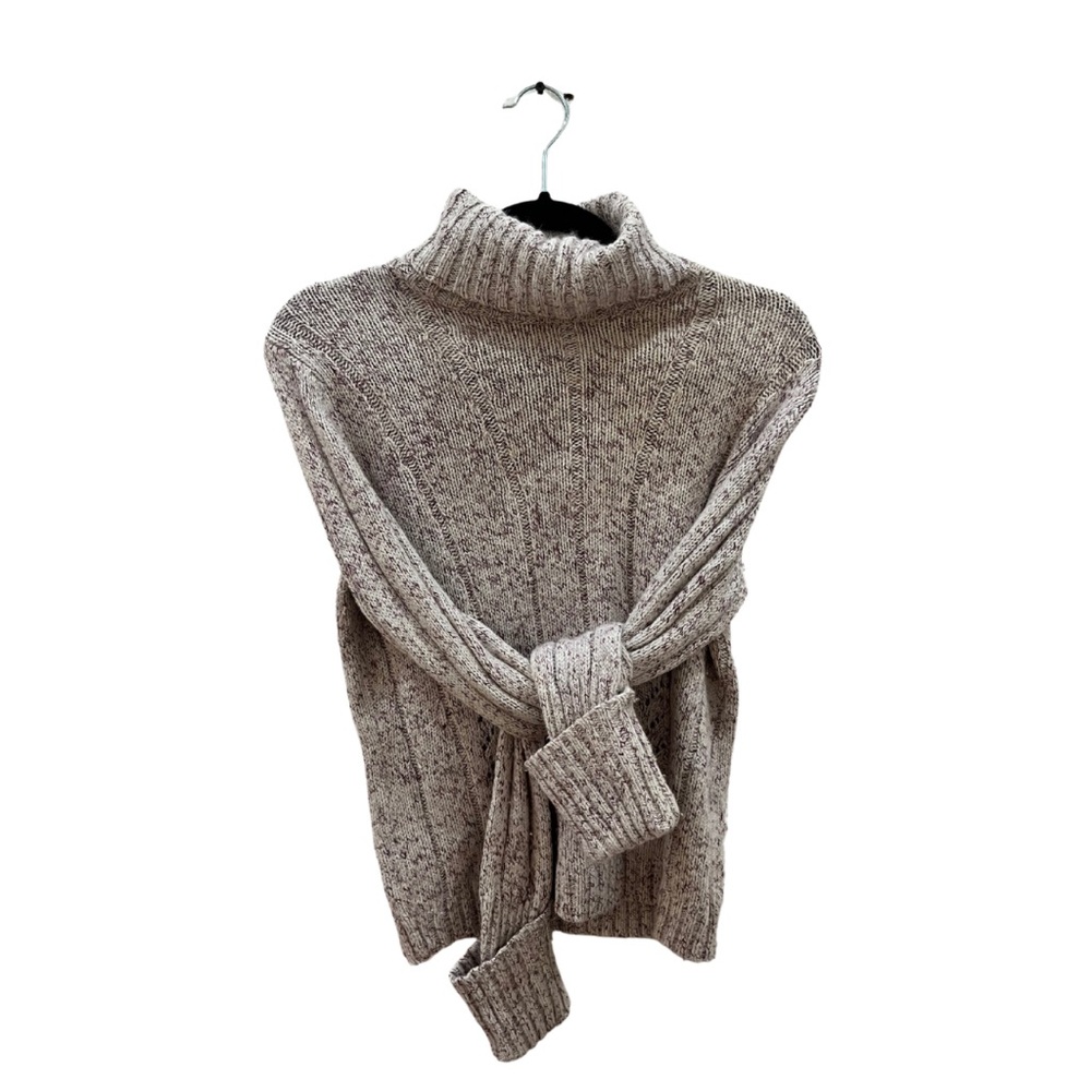 Express Women's Knitted Turtleneck Reddish Brown On Beige Size Large